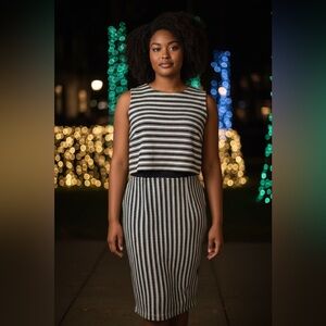 Bisou Bisou Black and White Striped Dress